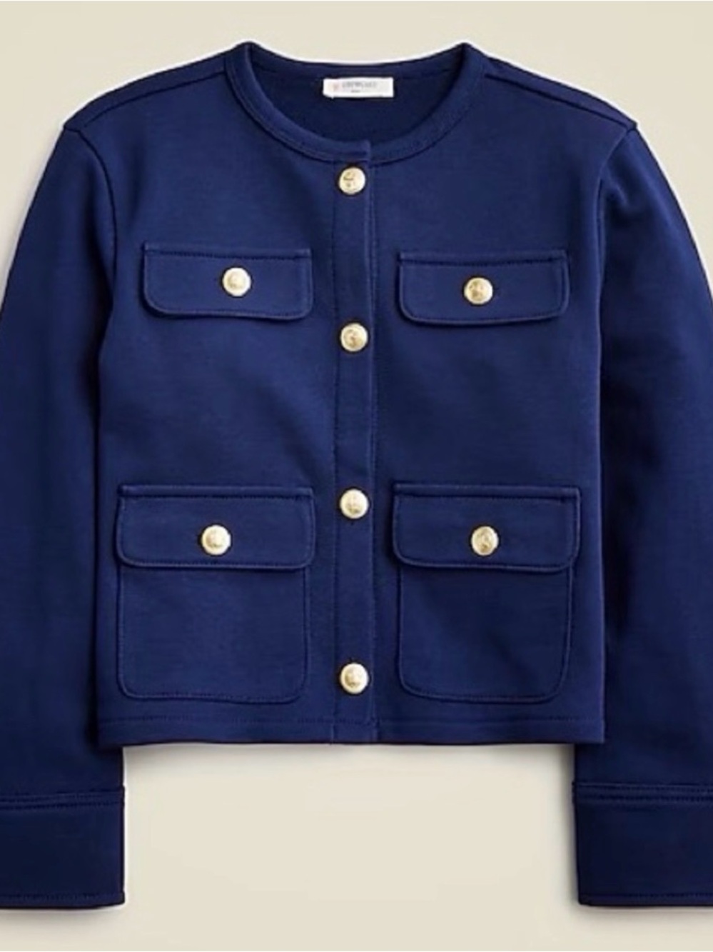Crewcuts French Terry Navy Blue Button-Front Pocket Lady Jacket Size M (8-9)